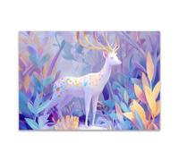 DunPei sur Toile Peinture sur toile d’animaux, Abstrait cerf Art Mural sur Toile pour Salle de jeux Salon Décoration d'intérieur(La couleur violette)-50x70cm Sans cadre