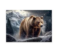 DunPei sur Toile Peinture sur toile d’animaux, La main sur l'ours Art Mural sur Toile pour Salle de jeux Salon Décoration d'intérieur(Blanc)-50x70cm Sans cadre