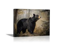 DunPei sur Toile Peinture sur toile d’animaux, Ours féroce Art Mural sur Toile pour Salle de jeux Salon Décoration d'intérieur(Noir)-60x90cm Encadrée