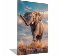 DunPei Tableau mural animal amusant Éléphant majestueux sont parfaites pour le salon la chambre la salle de bain ou le bureau(Couleur orange)-70x100cm Encadrée