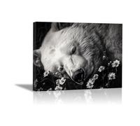 DunPei Tableau mural animal amusant Ours à fourrure sont parfaites pour le salon la chambre la salle de bain ou le bureau(Couleur noir et blanc)-80x120cm Encadrée