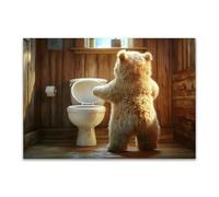 DunPei Tableau mural animal amusant Ours féroce sont parfaites pour le salon la chambre la salle de bain ou le bureau(Brun)-60x90cm Sans cadre