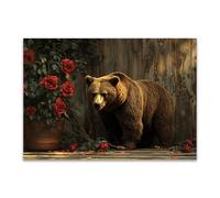 DunPei Tableau mural animal amusant Ours gras sont parfaites pour le salon la chambre la salle de bain ou le bureau(Noir)-30x45cm Sans cadre