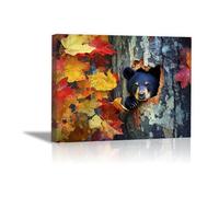 DunPei Tableau mural animal amusant Ours gras sont parfaites pour le salon la chambre la salle de bain ou le bureau(Couleur orange)-50x70cm Encadrée