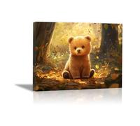 DunPei Tableau mural animal amusant Ours lourd sont parfaites pour le salon la chambre la salle de bain ou le bureau(Brun)-60x90cm Encadrée