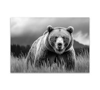 DunPei Tableau mural animal amusant Ours robuste sont parfaites pour le salon la chambre la salle de bain ou le bureau(Couleur noir et blanc)-30x45cm Sans cadre