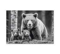 DunPei Tableau mural animal amusant Ours robuste sont parfaites pour le salon la chambre la salle de bain ou le bureau(Couleur noir et blanc)-50x70cm Sans cadre