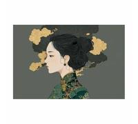 DunPei Toile murale Femme romantique Impressions décoratives pour salon, couloir, art féminin, sexy, abstrait, glamour, beau, tendance(vert)-30x45cm Sans cadre