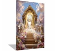 DunPei Toile murale Jésus Jésus et les croyants chrétien religieux sur toile Décoration murale Bible Poster Impression Peinture Salon Chambre Église(rose35)-80x120cm Encadrée