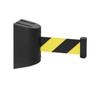DUNSBY Barriere Retractable Barrière de ceinture rétractable à montage mural fixe Barricades contrôle des foules murale Ruban d'isolation(Black,3meters)