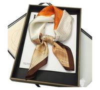 DUNSBY Foulard Cheveux Foulard en soie for femme, petit carré en satin imprimé, 70 x 70 cm, foulard bandana for le cou(JNC050-02)