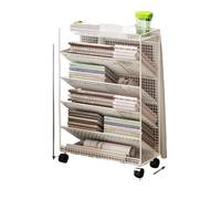 DUNSBY Porte Revue Support de rangement for livres et journaux au sol, porte-revues Mobile à roulettes, organisateur , présentoirs, bibliothèque Simple(Movable white)