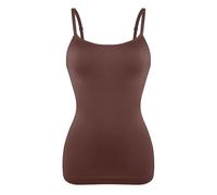 DUNSBY Robes Sculptantes Femme Camisole de Compression à col Ras du Cou, contrôle du Ventre et de la Taille, vêtement Gainant, Haut d'été, Noir, Nude, Lisse, Amincissant(Brown,L)