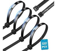 DUNSOO 100 Pièces Serflex, Collier de Serrage Plastique, Câble Professionnelles 300 x 8 mm, Résistant aux UV, Avec une Résistance à la Traction de 70 kg - Noir