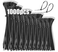 DUNSOO 1000 Pièces Serflex, Collier de Serrage Plastique, Serflex Plastique Professionnelles, Rislan 100/150/200/250/300mm de Long Résistant aux UV, Pour Gérer les Différents Câbles, Noir