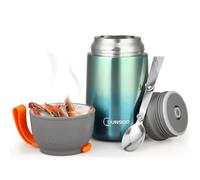 DUNSOO Boite Repas Isotherme, 650ml Vert Boîtes Alimentaires Isothermes, Boîte Isotherme Repas Chaud avec Cuillère Pliante pour Ecole,Bureau,Équitation (Vert)