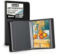 Dunwell Art Portfolio 27,9 x 43,2 cm - Noir - Grand porte-documents pour œuvres d'art, 27,9 x 43,2 cm, 24 poches, affichage 48 pages, album portefeuille pour rangement d'œuvres d'art, livre de