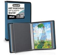 Dunwell Art Portfolio Classeur pour œuvres d'art avec papier de montage noir, 24 poches de présentation 48 pages, livre de présentation en polyéthylène sans acide, 22,9 x 30,5 cm (bleu)