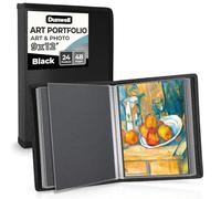 Dunwell Portfolio d'art 22,9 x 30,5 cm - Noir avec papier de montage noir, porte-documents pour œuvres d'art, dossier artistique 9 x 12, 24 poches, 48 pages