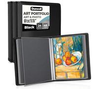 Dunwell Art Portfolio Lot de 3 chemises de 22,9 x 30,5 cm - Noir - Pour œuvres d'art, 24 poches de présentation - 48 pages - Classeur à croquis - Classeur artistique pour enfants de 22,9 x 30,5 cm