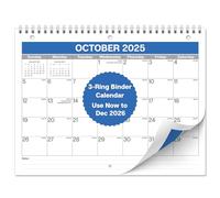 Dunwell Calendrier à reliure de 21,6 x 27,9 cm 2025-2026, à utiliser maintenant jusqu'à décembre 2026, perforé à 3 trous, convient aux carnets à 3 anneaux, à utiliser sur le bureau ou comme calendrier