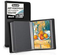 Dunwell Livre de présentation artistique - (30,5 x 45,7 cm, noir), porte-documents pour œuvres d'art, dossier 30,5 x 45,7 cm, 24 pochettes, affichage 48 pages, reliure artistique sans acide,