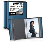Dunwell Lot de 2 petits albums photo 12,7 x 17,8 cm avec papier de montage, classeur de présentation photo et d'art, 24 pochettes, 48 pages, livre professionnel pour œuvres d'art, Bleu
