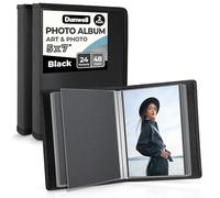 Dunwell Lot de 2 petits albums photo 12,7 x 17,8 cm avec papier de montage, classeur de présentation photo et d'art, 24 pochettes, 48 pages, livre professionnel pour œuvres d'art, Noir