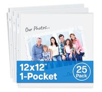 Dunwell Lot de 25 feuilles de recharge pour scrapbooking 30,5 x 30,5 cm - Super lourdes, compatibles avec les classeurs de scrapbooking à 3 anneaux, pages d'album photo standard 30,5 x 30,5 cm