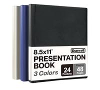 Dunwell Lot de 3 classeurs de présentation à 24 poches, affichage 48 pages, 21,6 x 27,9 cm avec pochettes en plastique, rangement et organisateur pour documents, certificats, projets, photos (lot de 3