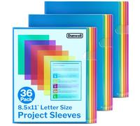 Dunwell Manchons en plastique transparent de couleur de couleur, format de lettre 8,5 x 11 po, dossiers de documents en poly, pochettes de dossiers en plastique transparent, veste de projet en poly, pochette de documents en plastique 36 Pack Couleurs transparentes (6 assorties).