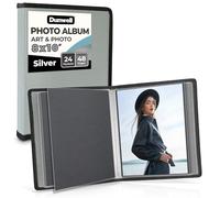 Dunwell Porte-documents artistique pour photos de 20,3 x 25,4 cm - (argent), album à couverture souple avec 24 pages reliées, affiche 48 photos ou œuvres d'art, classeur de présentation avec