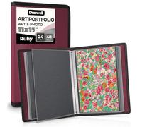 Dunwell Portfolio artistique de 28 x 43,2 cm avec papier de montage - (rubis) - Grand porte-documents pour affichages d'art 48 pages, dossier de présentation 27,9 x 43,2 cm avec pochettes en