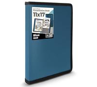 Dunwell Portfolio d'art 27,9 x 43,2 cm - Bleu - Grand porte-documents pour œuvres d'art, 27,9 x 43,2 cm, 24 poches, affichage 48 pages, album portefeuille pour rangement d'œuvres d'art, livre de