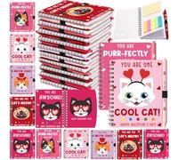 Dunzoom Lot de 40 carnets à spirale en vrac avec 20 chats et 20 stylos en forme de cœur - Cadeaux d'échange de motivation pour les amateurs de sport - Cadeau d'échange de motivation pour adolescent