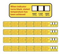 Dunzoom Lot de 48 bandelettes de test de température pour lave-vaisselle - 3 températures - 71 ℃, 76,5 ℃, 82,2 ℃ - Étiquettes de test thermique en vrac pour lave-vaisselle commercial et domestique