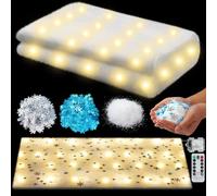 Dunzy Couverture de neige de Noël pré-éclairée avec éclairage LED - 150 x 40,6 cm - Flocons de neige artificiels à paillettes - Chemin de table - Couverture lumineuse à DEL pour décorations de village