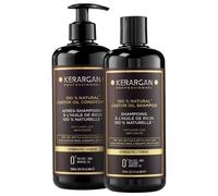Kerargan - Duo Anti-Chute Shampoing & Après-shampoing à l'Huile de Ricin pour Cheveux Secs, Cassants, Dévitalisés - Favorise la Croissance - Sans Sulfate, Silicone, OGM - 2x500 ml