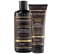 Kerargan - Duo Anti-Chute Shampoing & Gommage à l'Huile de Ricin Pour Cheveux Secs, Cassants, Dévitalisés - Purifie, Fortifie, Favorise la Croissance - Sans Sulfate, Paraben, Silicone - 500ml+250ml