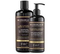 KERARGAN - Duo Ricin Shampoing & Soin Sans Rinçage Anti-Chute - 500ml+350ml | Shampoing et soin sans rinçage, nettoient, démêlent et fortifient les cheveux secs ou cassants