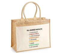 Duo cabas jute et trousse noire faire de l’hélico journée parfaite Cadeau Femme Homme, Anniversaire Noël, Maman Papa | Sac Shopping Courses Pochette Rangement