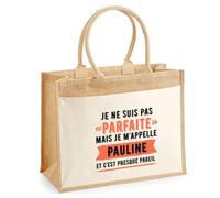 Duo cabas jute et trousse noire Pauline Parfaite Cadeau humour femme Anniversaire Noël fête des Mères Mamie | Sac shopping courses et pochette