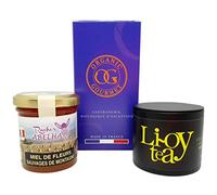 Duo cadeau Noel Français de Miel de fleurs Bio et Thé vert au jasmin BIO réunis dans un coffret.