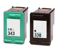 Duo Cartouche d'encre N° 338 XL et N° 343 XL pour imprimante HP PSC 1500 1510 1510S 1513 1545 1600 1610 1613 2300 2350 2355 2355P 2610 3180 - Plein d'encre