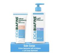 Duo Crème + Lait Hydratant - Biafine - Cicabiafine - Crème Apaisante Anti-Irritations - 200+400 Ml - Sans Parfum/Alcool