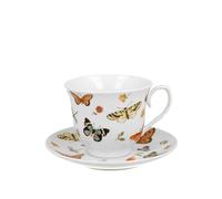 DUO CROCUS Collection Tasse 250 ml Butterflies avec soucoupe, porcelaine New Bone China
