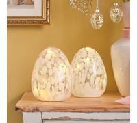 Duo d’Œufs Lumineux en Verre Moucheté Rose & Blanc