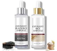 Duo D'ampoules De Riz Glow Peel Shot Riz Blanc + Ampoule De Riz Noir, Dissolvant De Points Noirs, Exfoliant De Riz Pour Le Visage, Affinant Les Pores Éclaircissant La Peau, Pour Tous Les Types De Peau