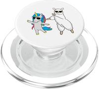 Duo d'animaux arc-en-ciel avec une licorne et un lama avec une danse amusante PopSockets PopGrip pour MagSafe