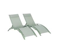 sweeek - Duo de Bains de Soleil Aluminium Vert de Gris - Transats Aluminium et textilène